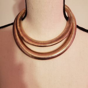 Ladies double rounded gold choker necklace